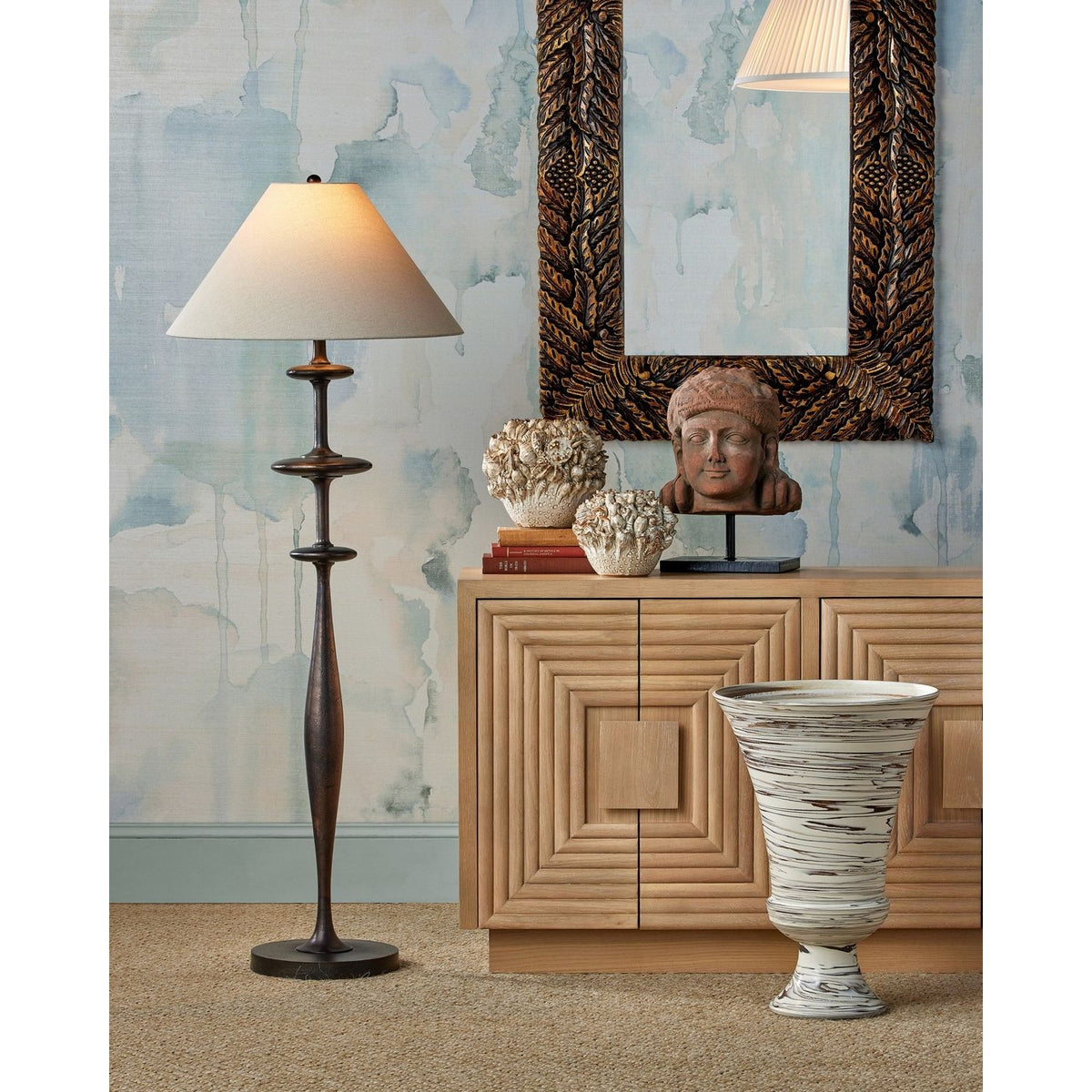 Currey and Company 8000-0178 Aqueous Floor Lamp in Dark Bronze