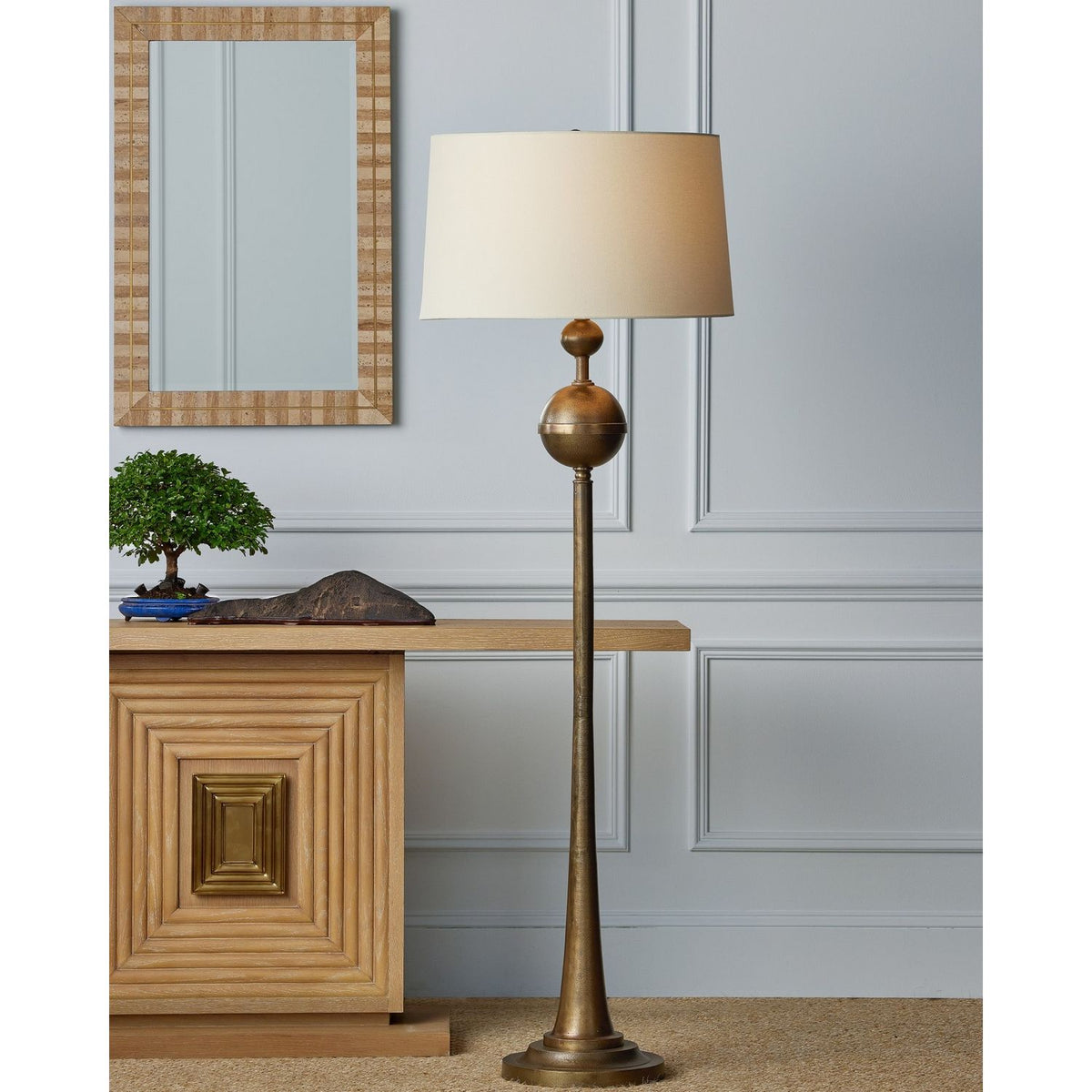 Currey and Company 8000-0179 Boullee Floor Lamp in Antique Brass