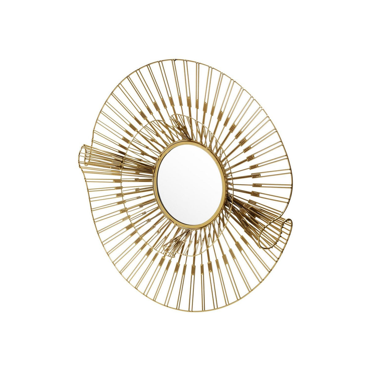 Currey and Company 1000-0182 Ruche Round Mirror in Gold