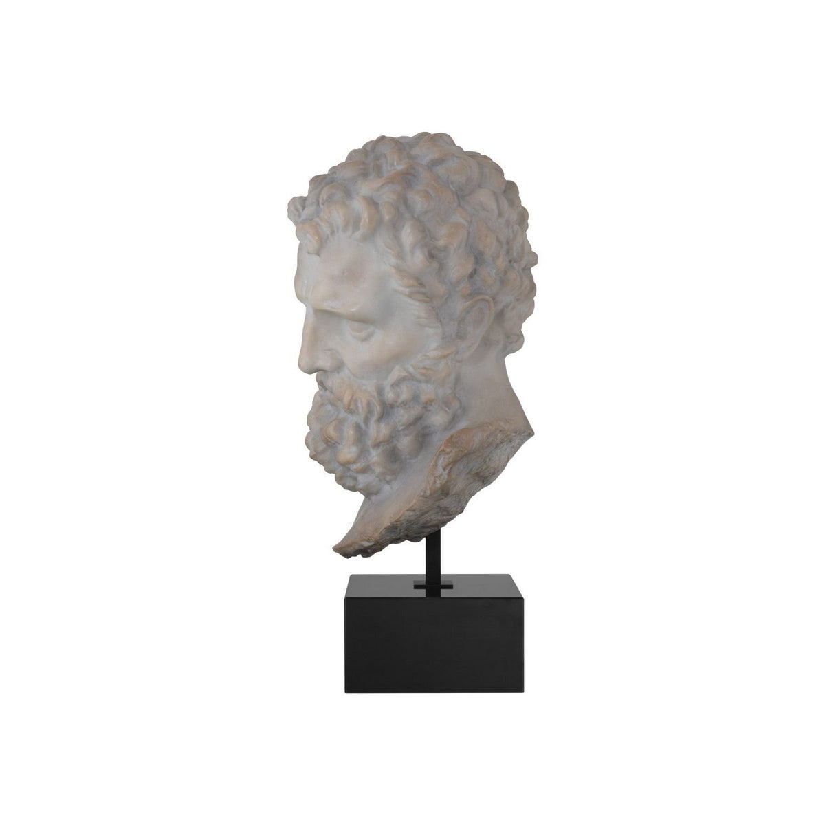 Currey and Company 1200-1084 Hercules Head on Metal Stand in Antique Off-White/Black