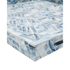 Currey and Company 1200-1136 Chance Square Tray in Blue/Natural White