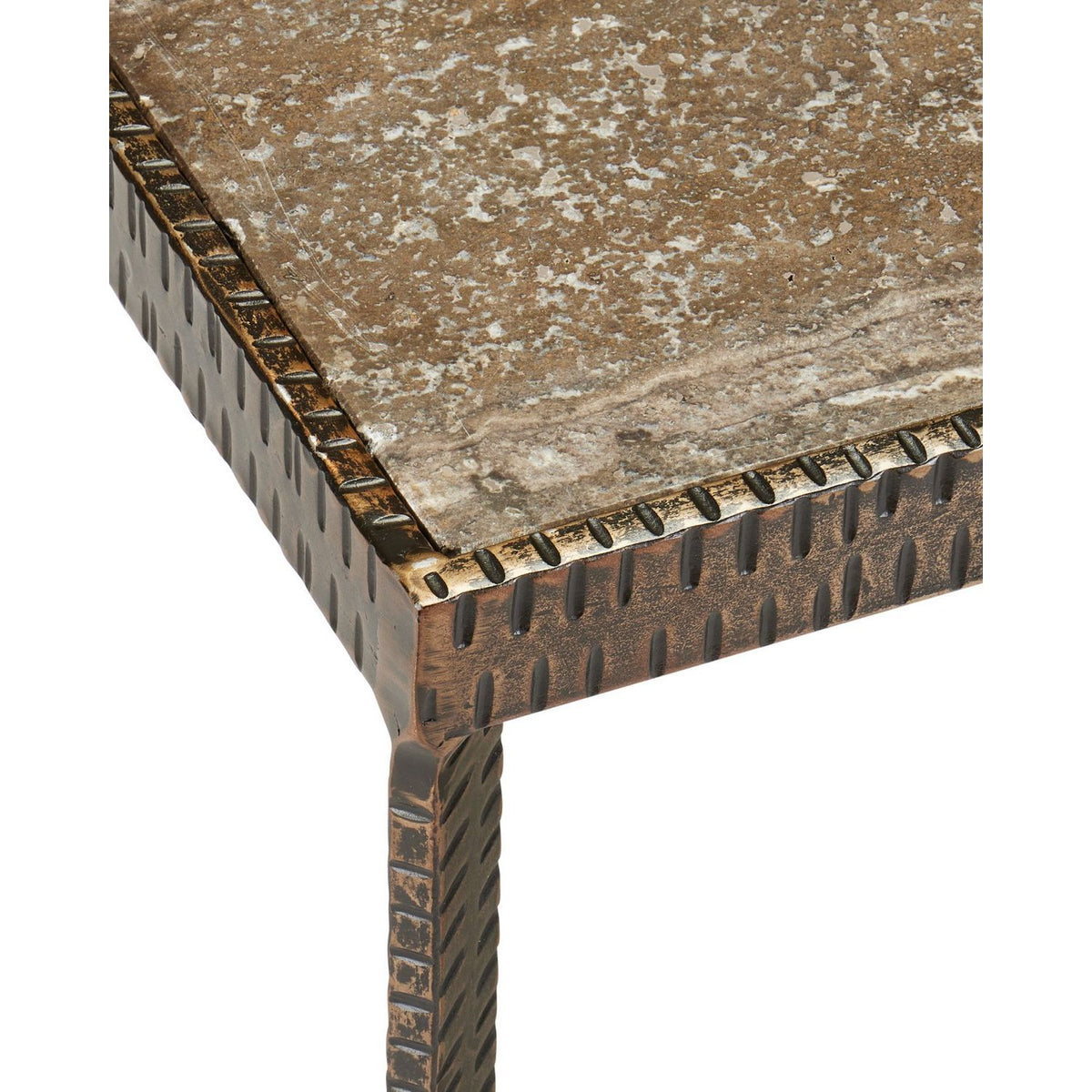 Currey and Company 4000-0274 Ampleur Accent Table in Rustic Bronze/Natural