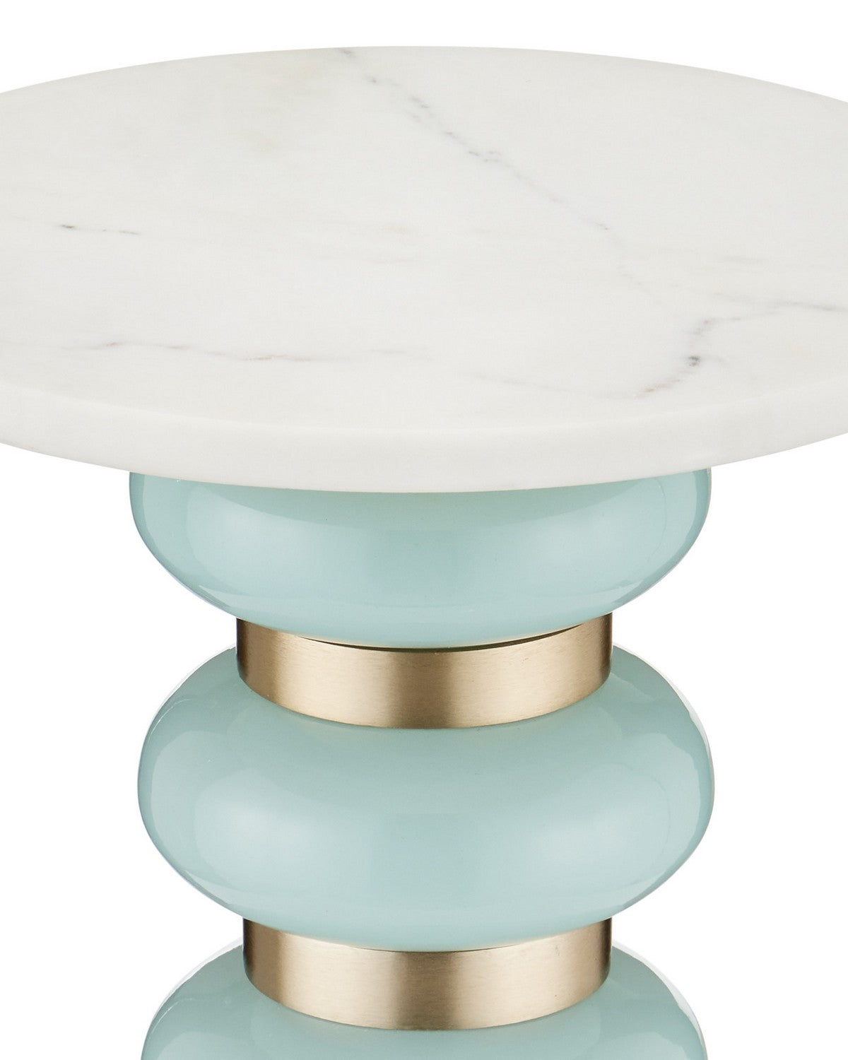Currey and Company 4000-0281 Lambent Drinks Table in Turquoise/Brushed Brass/Natural