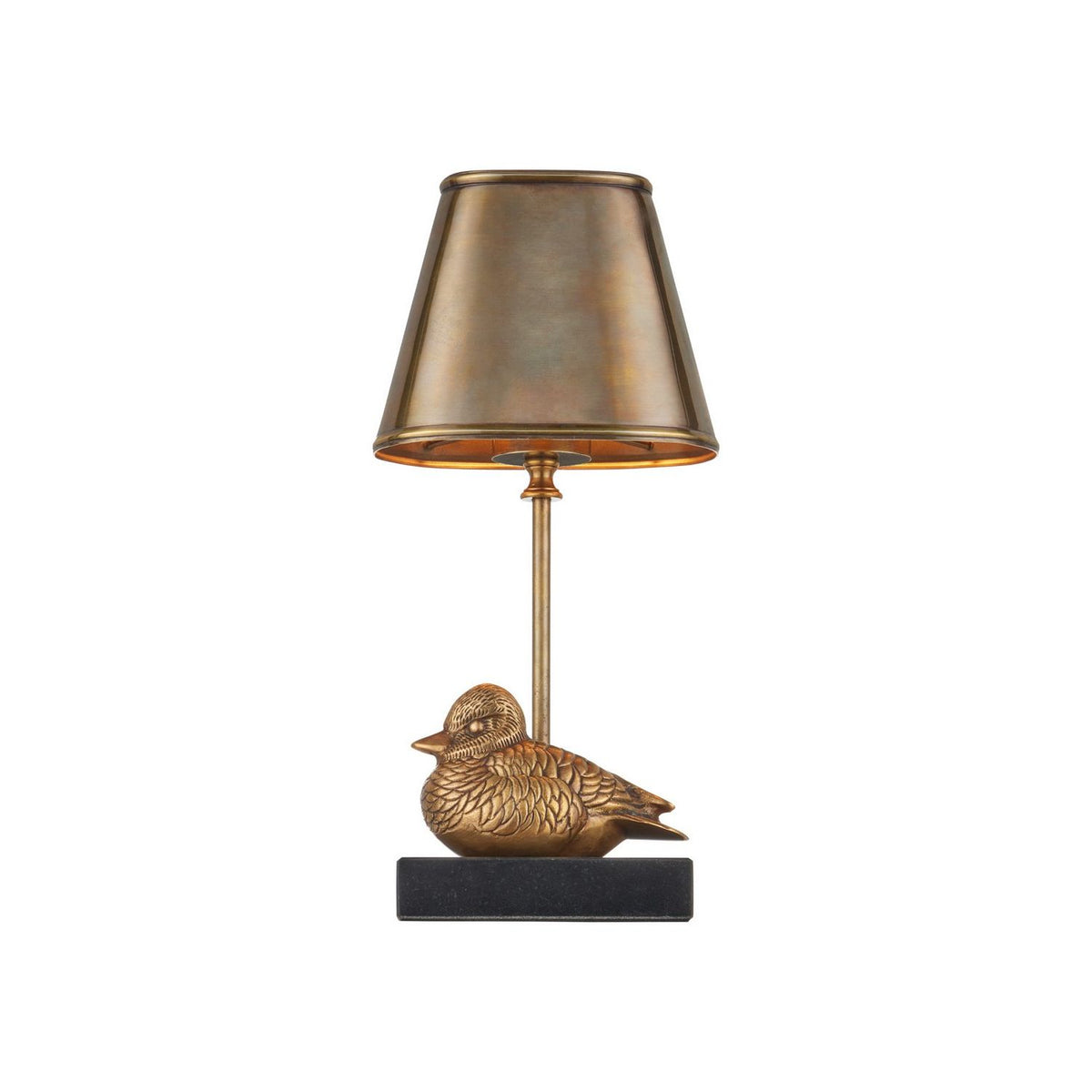 Currey and Company 6700-0038 Migratory Cordless Table Lamp in Vintage Brass/Black