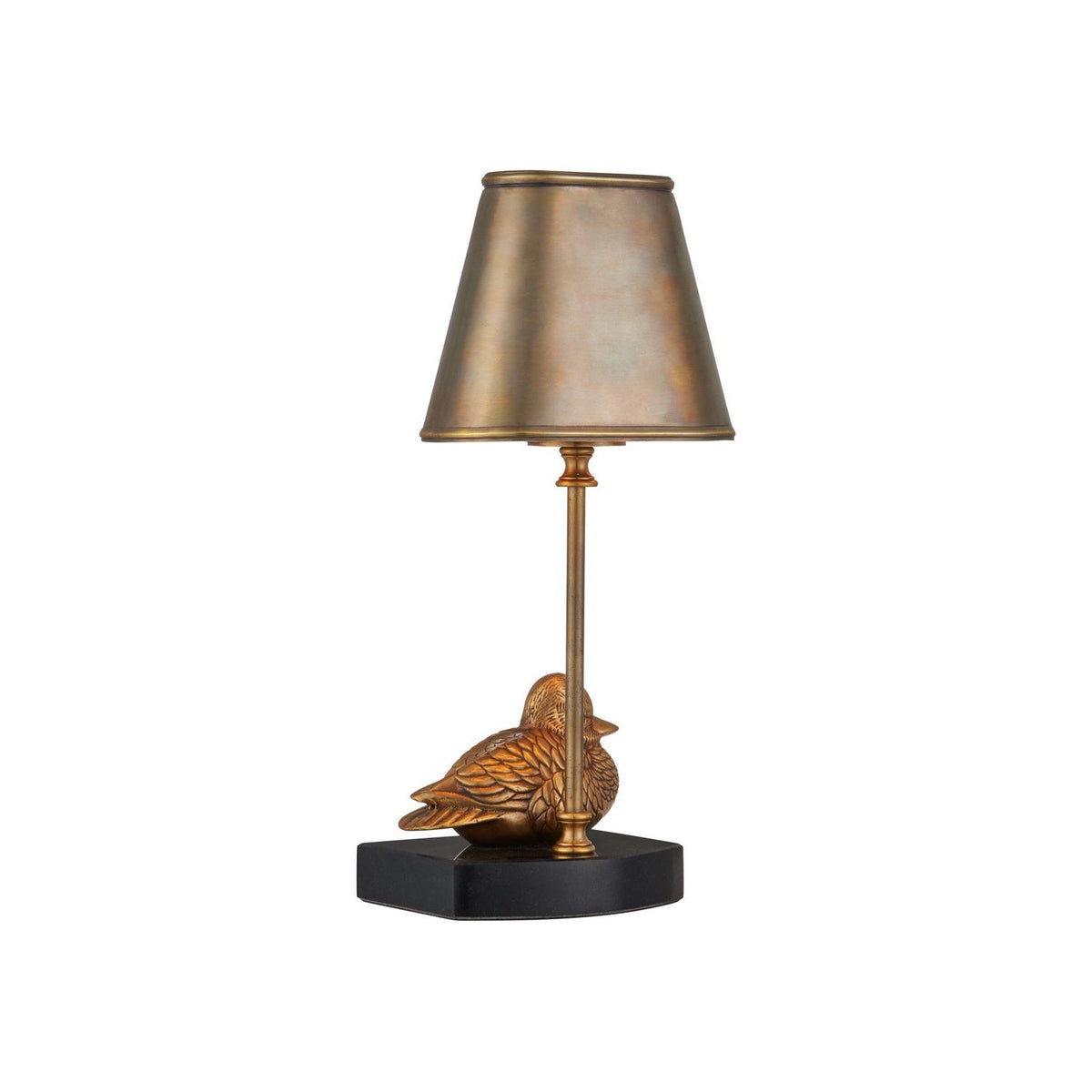 Currey and Company 6700-0038 Migratory Cordless Table Lamp in Vintage Brass/Black