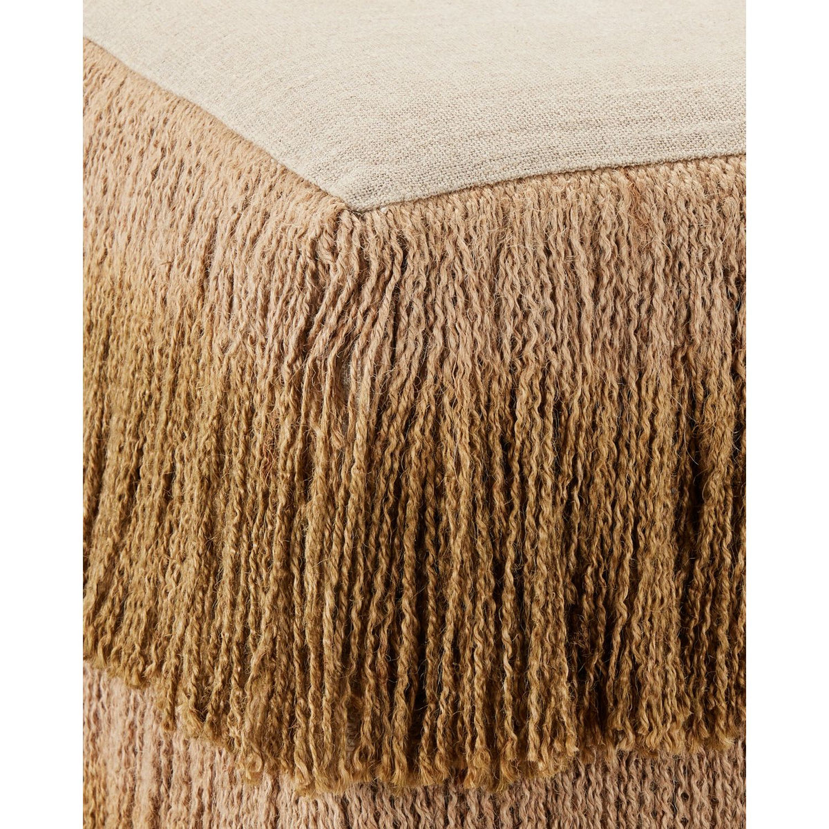 Currey and Company 7000-1302 Jute Fringe Ottoman in Bronze/Beige