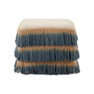 Currey and Company 7000-1322 Jute Fringe Ottoman in Indigo/Beige