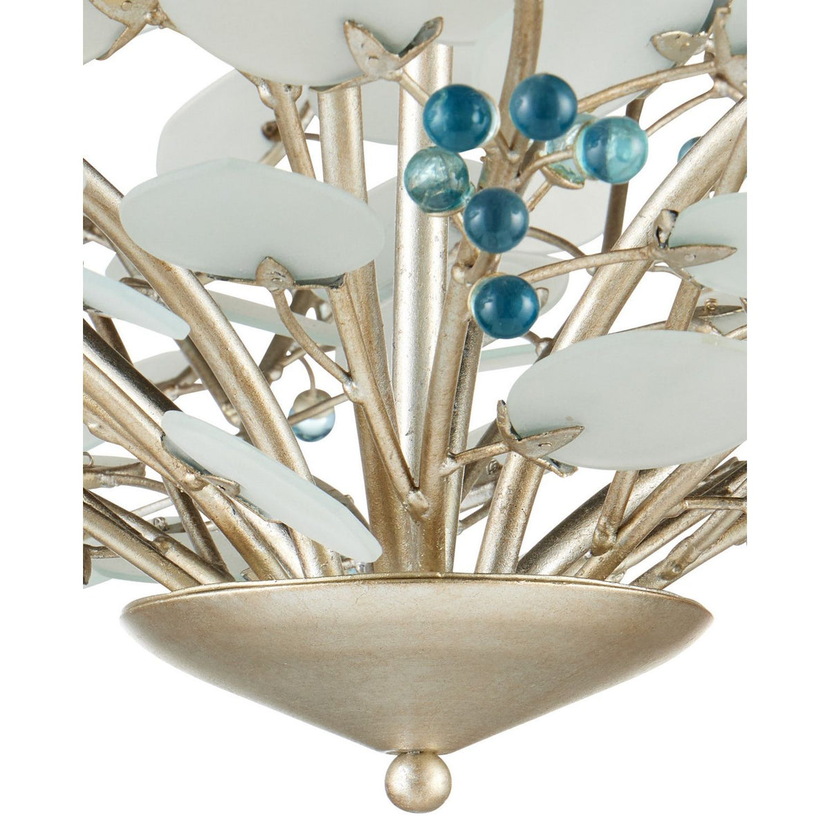 Currey and Company 9000-1426 Winterberry Chandelier in Frosted/Blue/Contemporary Silver Leaf