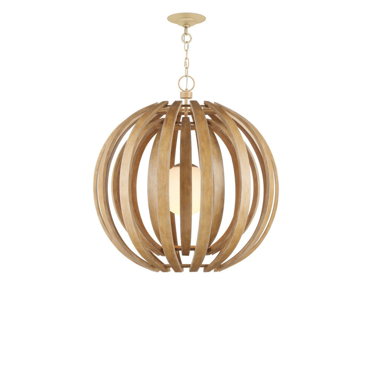 Currey and Company 9000-1447 Dryad Pendant in Natural Ash/Frosted White