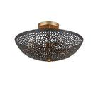 Currey and Company 9000-1455 Jali Semi-Flush Mount in Black/Brass Antique