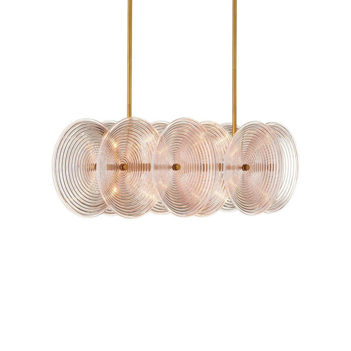 Currey and Company 9000-1457 Whirlwind Rectangular Chandelier in Pale Pink/Brass
