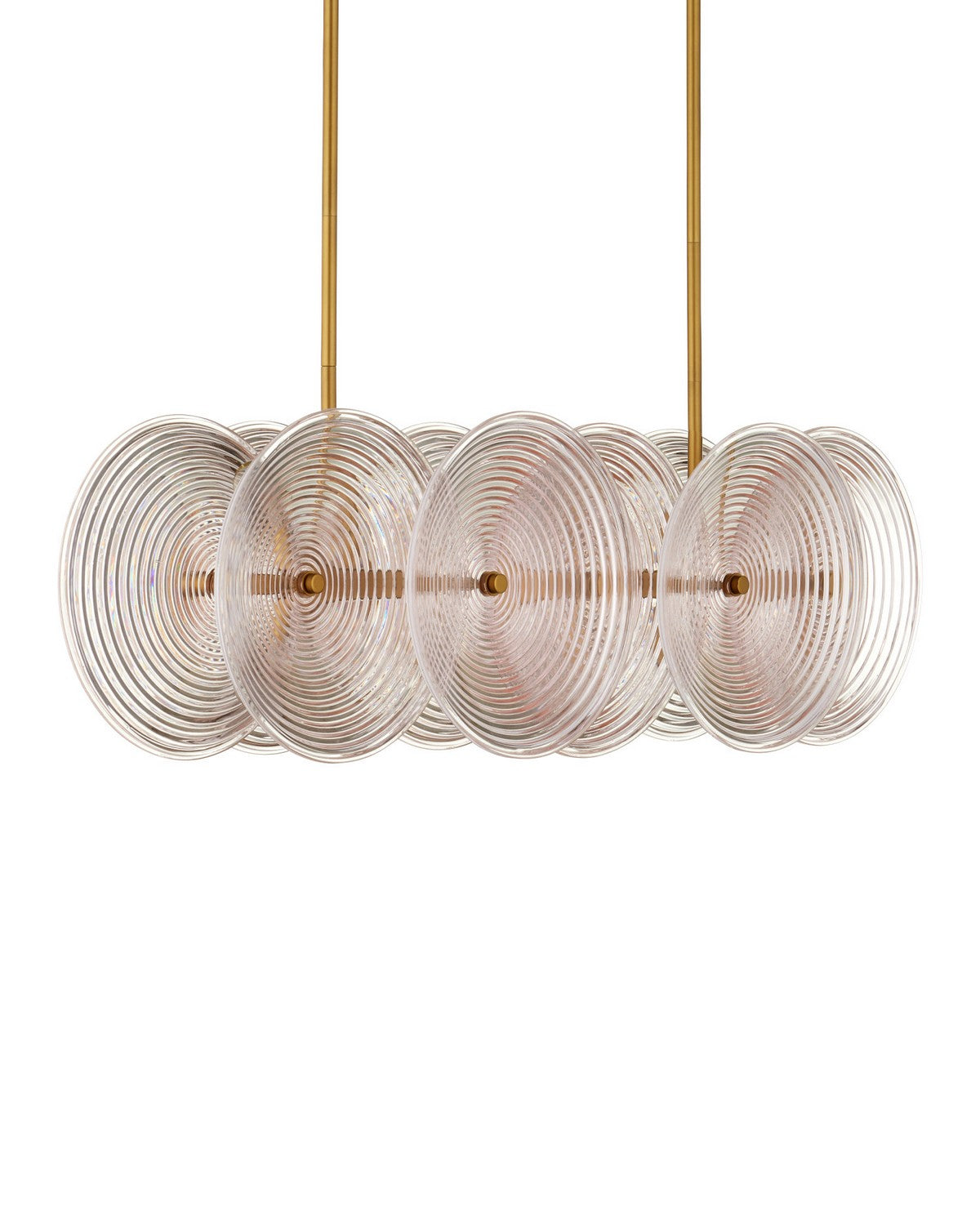 Currey and Company 9000-1457 Whirlwind Rectangular Chandelier in Pale Pink/Brass