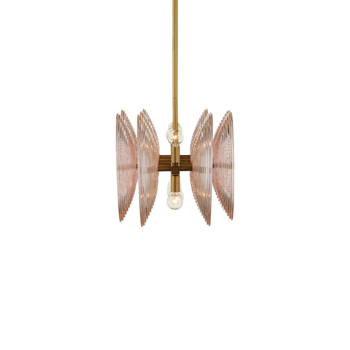 Currey and Company 9000-1457 Whirlwind Rectangular Chandelier in Pale Pink/Brass