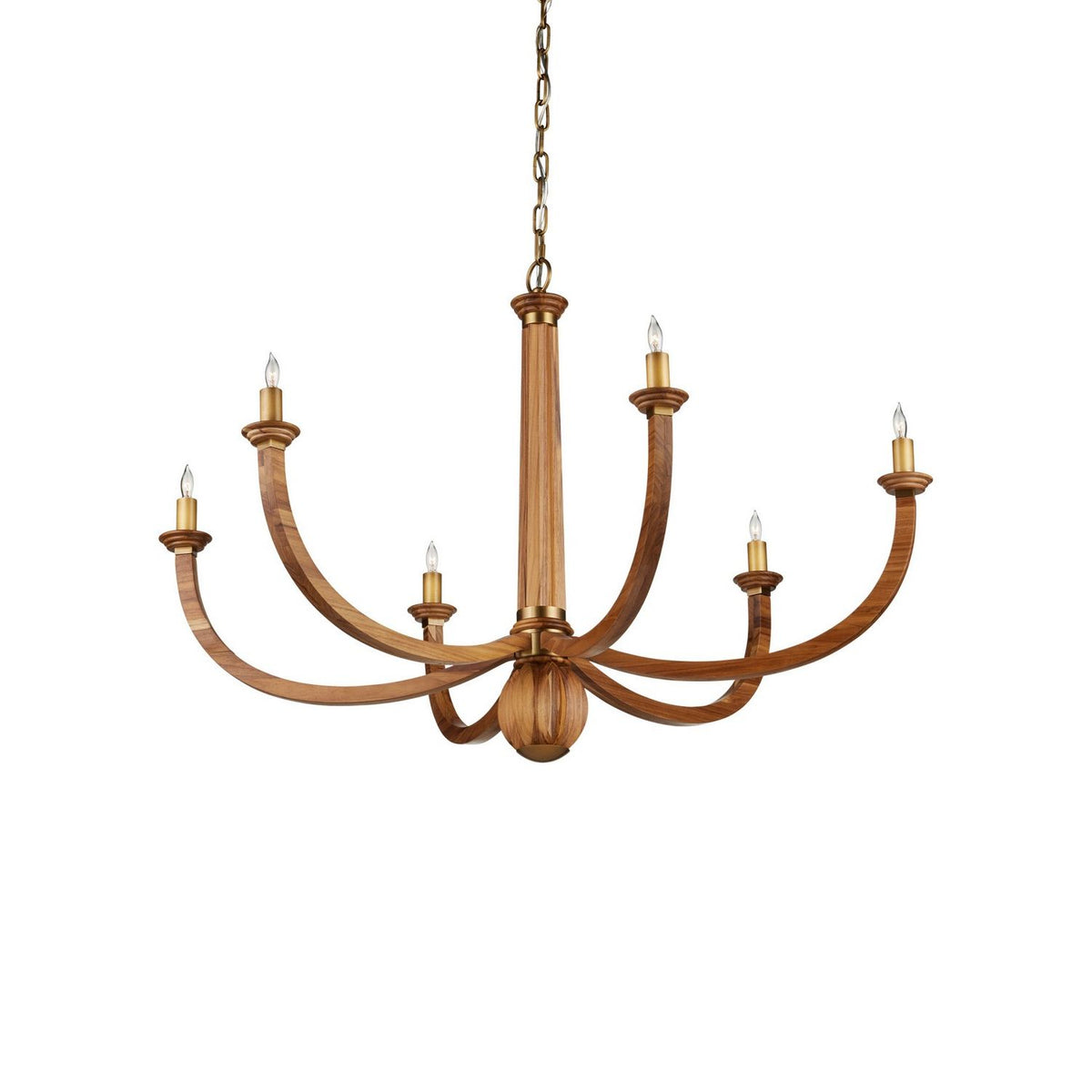 Currey and Company 9000-1463 Woodcroft Chandelier in Natural/Antique Brass
