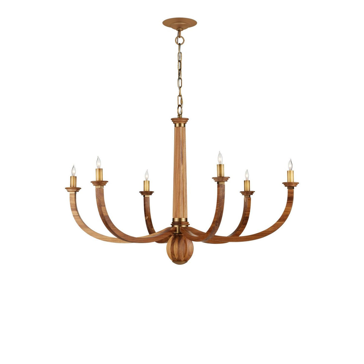 Currey and Company 9000-1463 Woodcroft Chandelier in Natural/Antique Brass