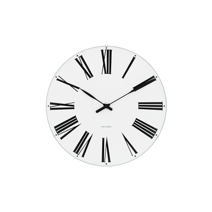 Arne Jacobsen Clocks 43622 Roman Wall Clock in White/Black