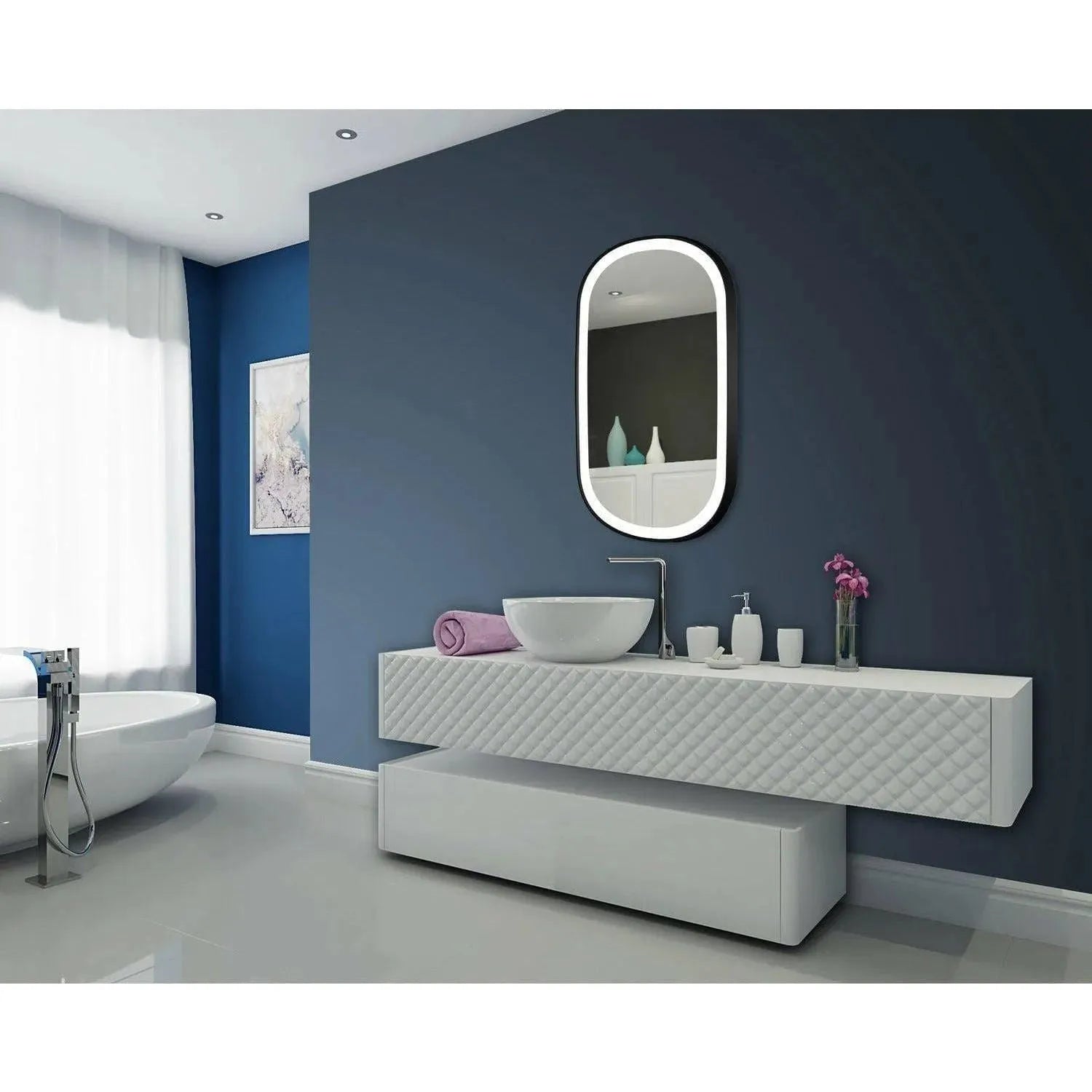 Paris Mirror - Chic Oval LED Mirror - CHICO24366000-BLK | The Rug District