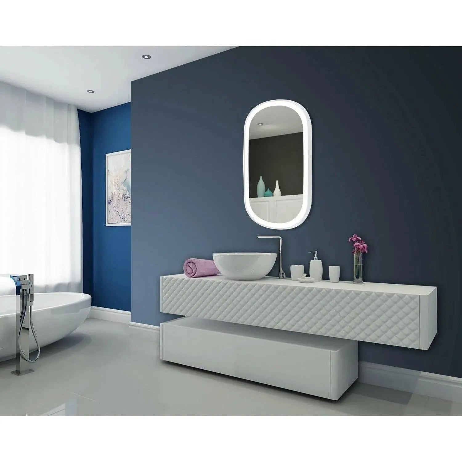 Paris Mirror - Chic Oval LED Mirror - CHICO24366000-WHT | The Rug District