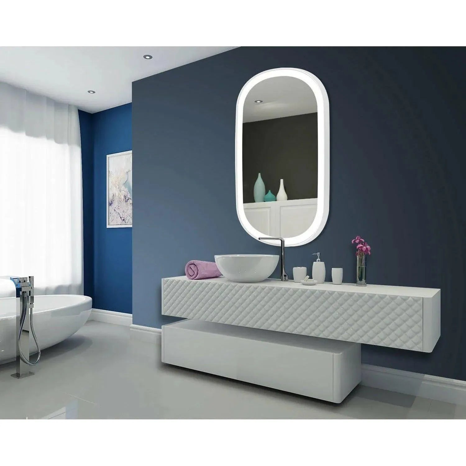 Paris Mirror - Chic Oval LED Mirror - CHICO32606000-WHT | The Rug District