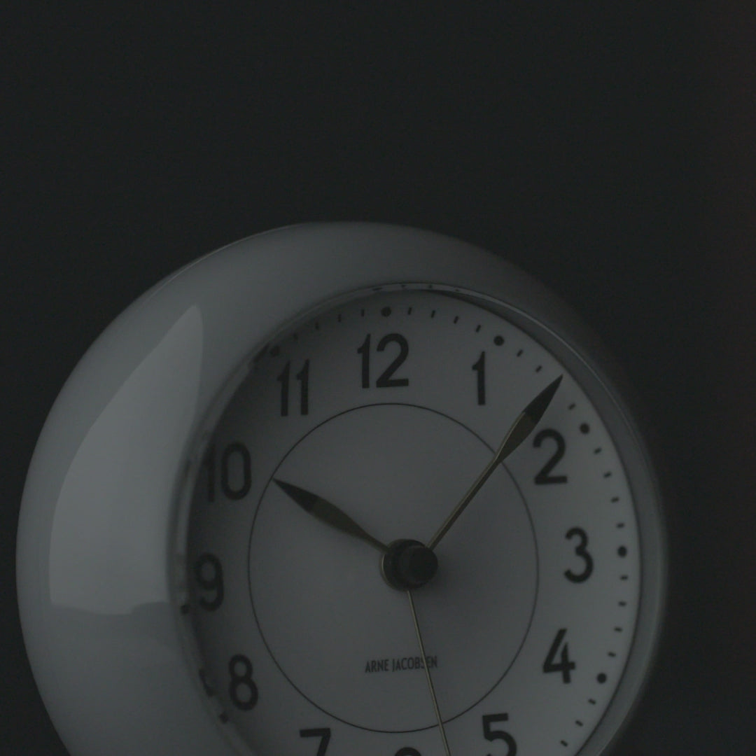 Arne Jacobsen Clocks 43674 Station Table Clock in Grey/White