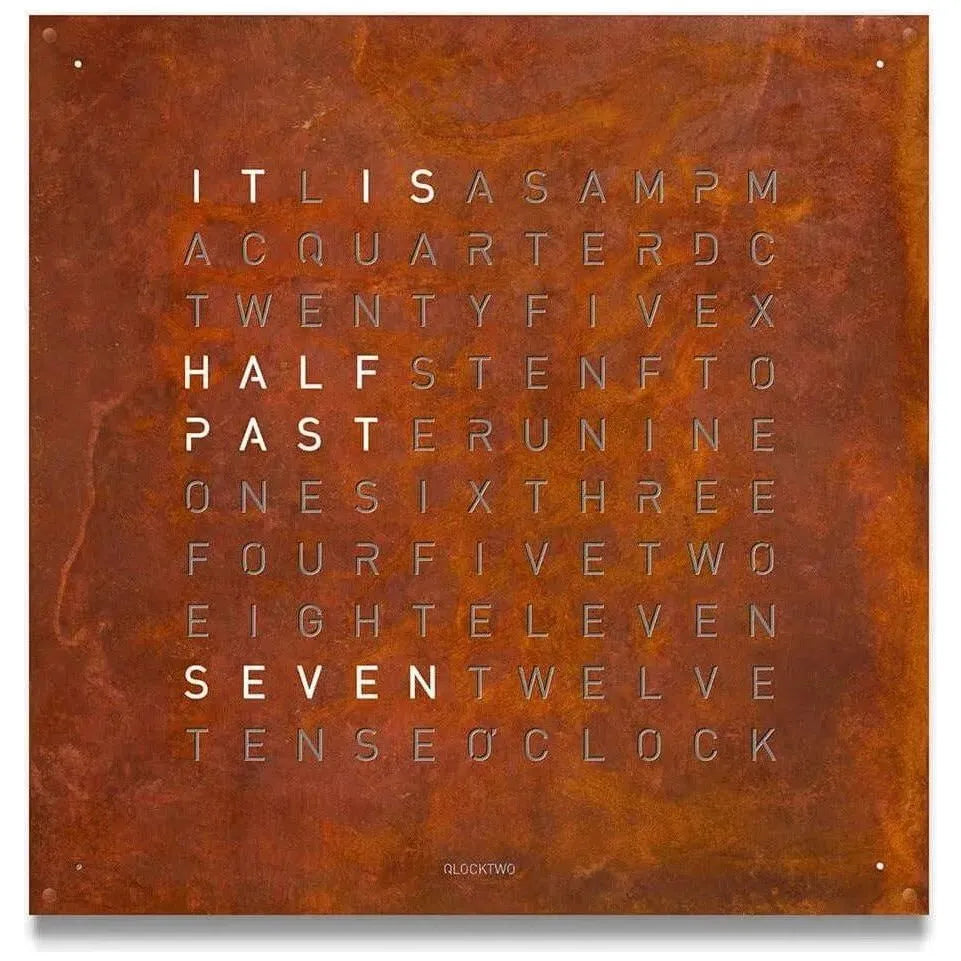 Qlocktwo - QLOCKTWO LARGE Rust Creator's Edition Wall Clock - QT-LARGE-CE-EN-RU | The Rug District