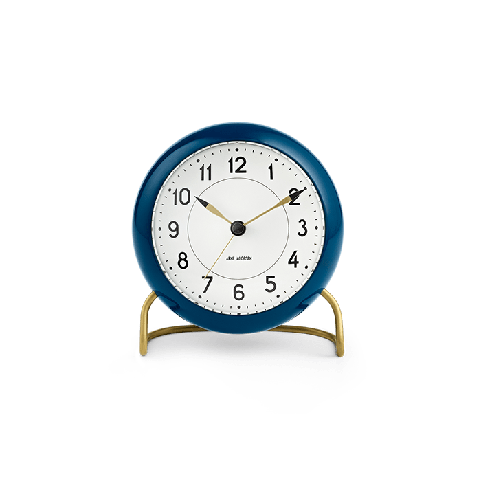 Arne Jacobsen Clocks 43678 Station Table Clock in Teal/White