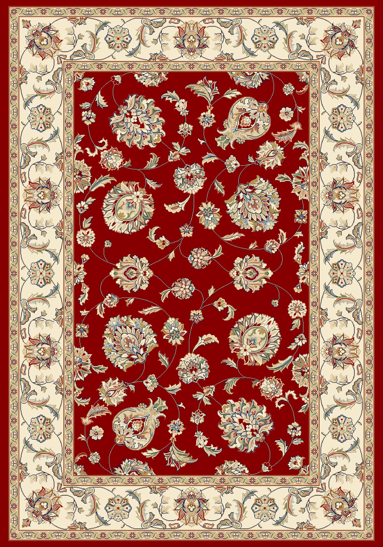 Ancient Garden 57365 Red/Ivory